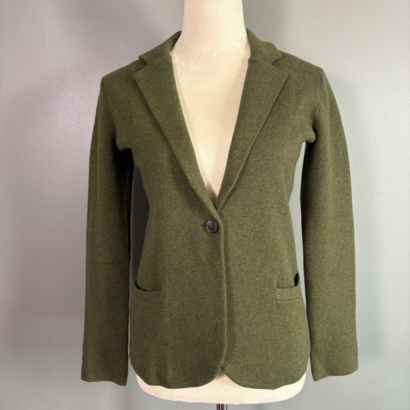 J.Crew Schoolboy Sweater Blazer XXS Olive Green Cotton Knit Academic - Picture 2 of 10